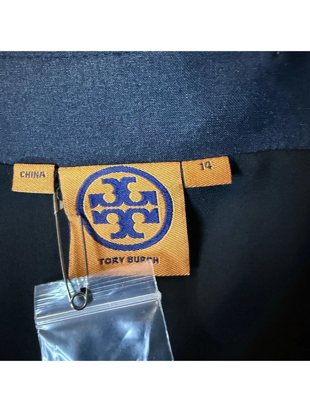 Tory Burch Women’s Size 14 Navy Sequin Shift Dress Short Sleeve Lined Cocktail